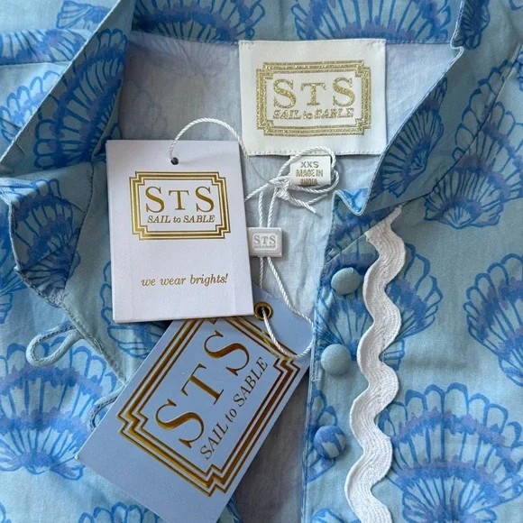 SAIL TO SABLE Short Ric Rac Dress - Blue Shell Seashell Print - Picture 6 of 9